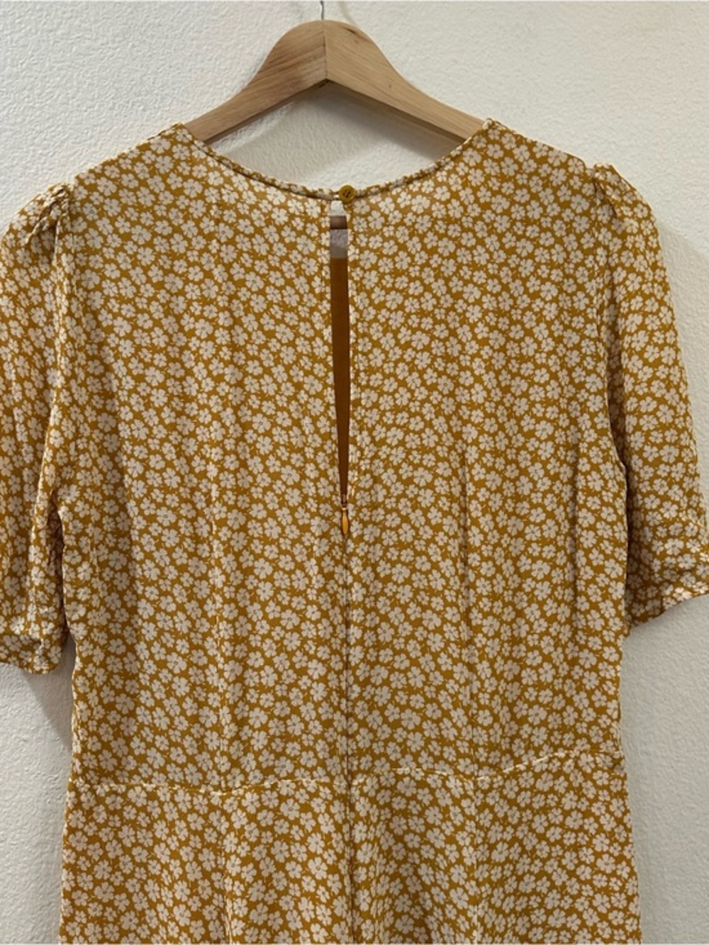 Reformation Gracie Short Sleeve Floral Print Crepe Mini Dress In Peru Yellow 12 - Picture 10 of 15